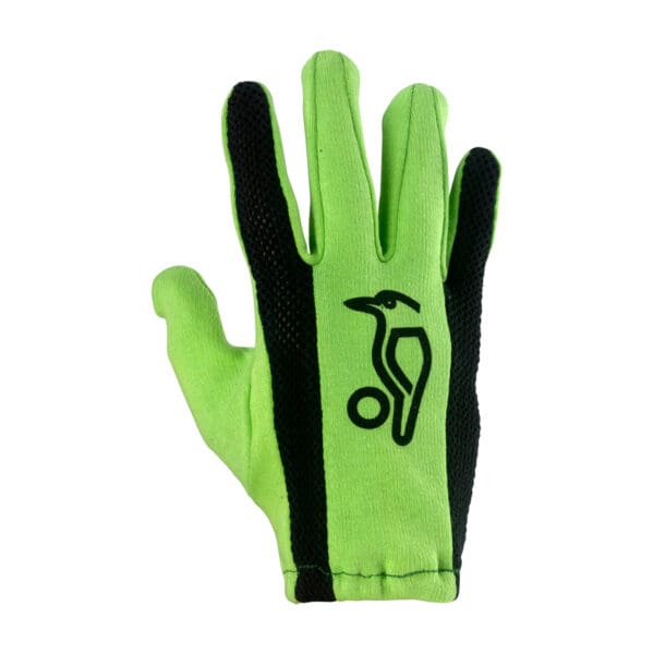 Top view of Kookaburra cotton batting inner glove with black mesh strip and printed logo