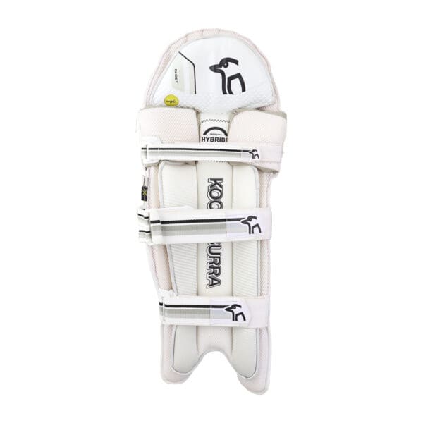 Back view of Kookaburra Ghost 2.1 cricket pads with triple strap system and padded shin protection