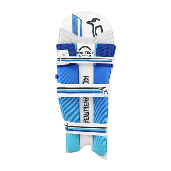 Rear view of Kookaburra Rapid 3.1 Batting Pads highlighting triple strap support and contoured inner padding