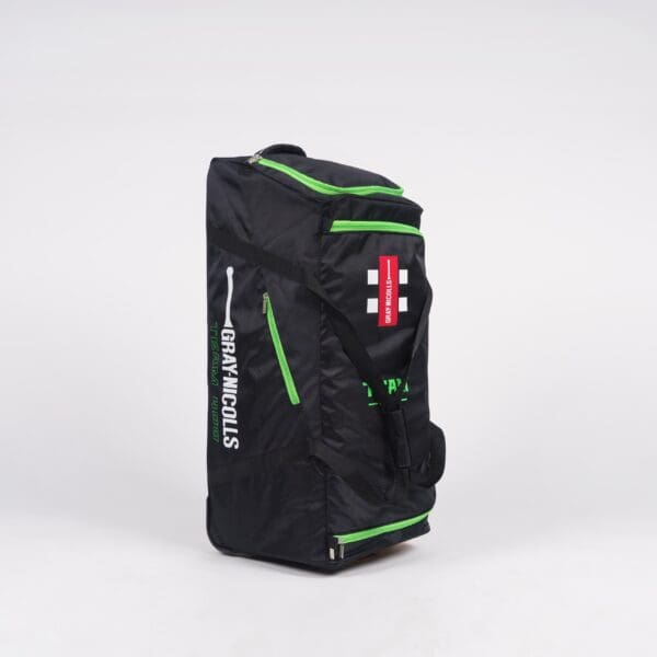 Gray-Nicolls Team 400 Wheelie Bag Black/Green – Front View Standing