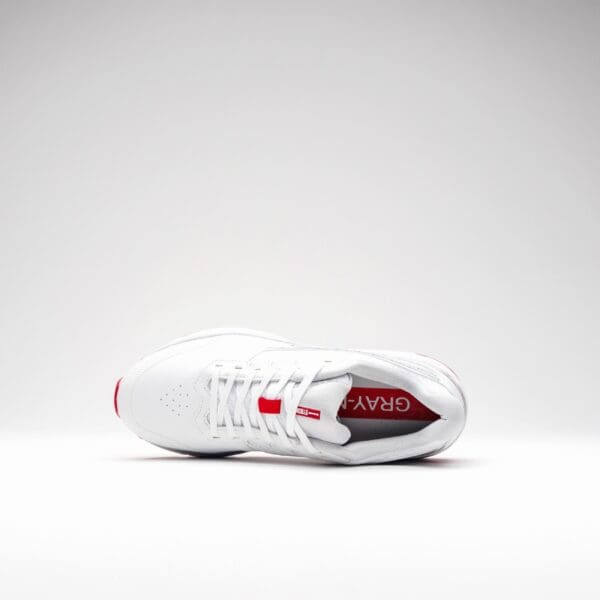 Top-down view of Gray-Nicolls Velocity 5.0 Junior Cricket Spike showing laces and inner sole