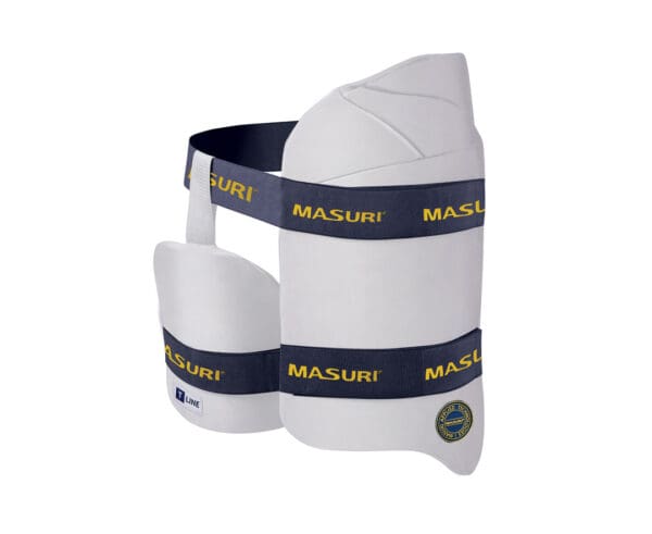Masuri T Line Thigh Pad Combo is a high-quality protective gear designed for cricketers of all playing levels. It features a strong composite of EXTRA PRO FOAMS and comfort foams, offering impressive impact absorption without affecting performance